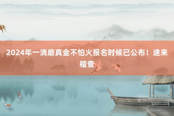 2024年一消磨真金不怕火报名时候已公布！速来稽查